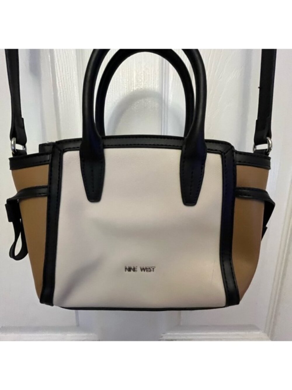 Nine West Black, Cream, and Tan Satchel Crossbody